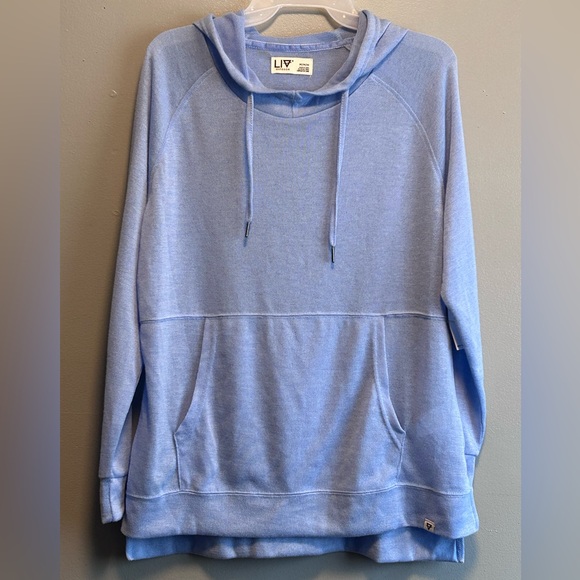 Liv Sweaters - Woman’s Liv Blue Outdoor/Lightweight Slub Hoodie Size Medium